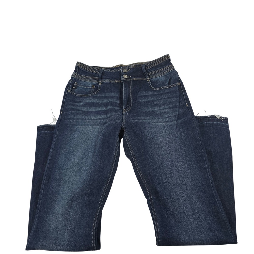 KanCan Maurices Womens Dark Wash High Rise Raw Hem Flare Jeans Size 30 211016